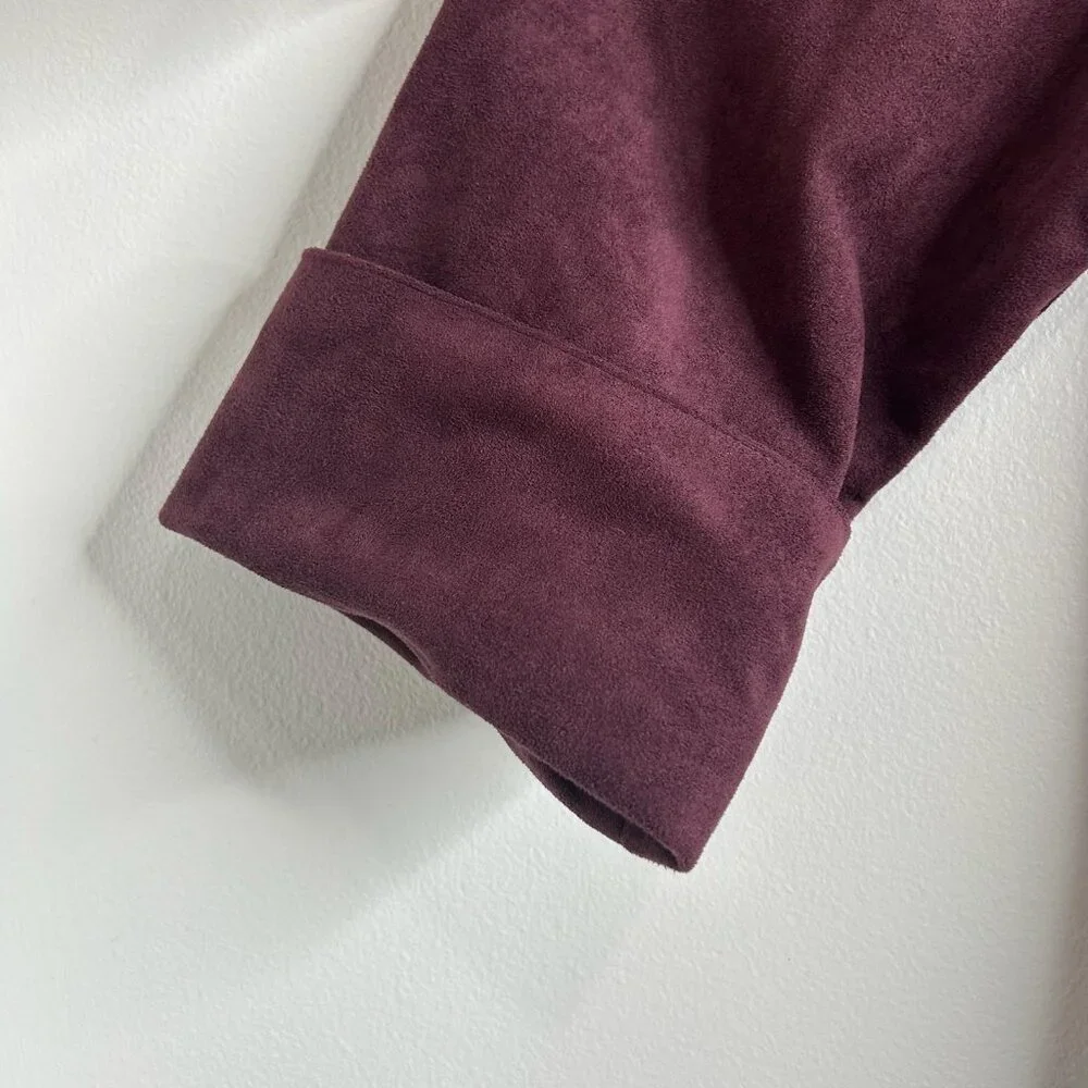 IC by Connie K Jacket Blazer Womens L Burgundy Faux Suede Made USA Boho Designer